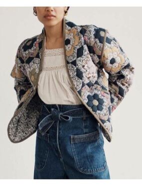 Reversible convertible Floral Quilted Louise Misha Style Jacket cardigan sz Med